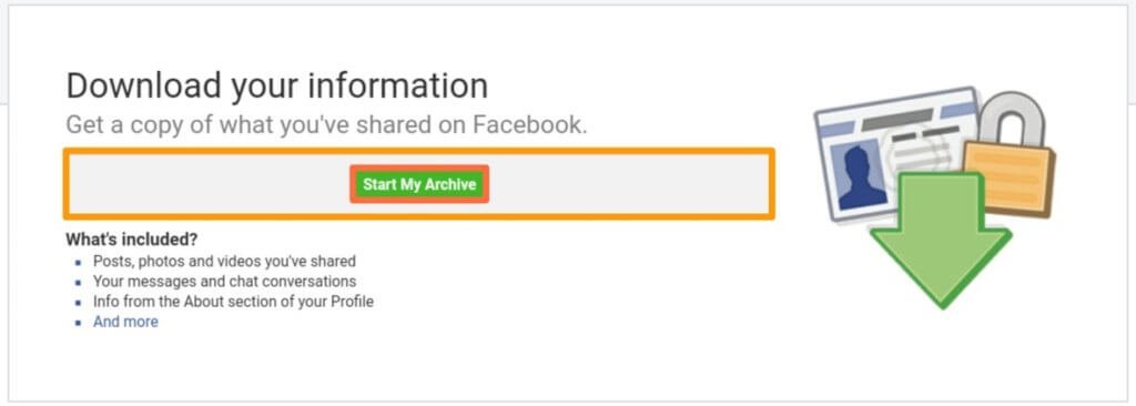 Facebook Deleted Chat History Recover Karne Ke Liye Start My Archive Par click kare