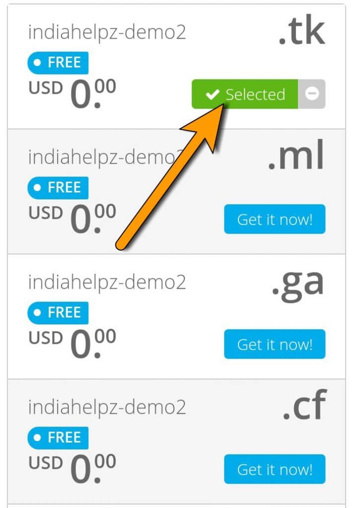 Select Your Free Domain Name