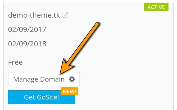 Click on manage domain