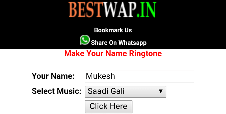 enter your name for making your name ringtone